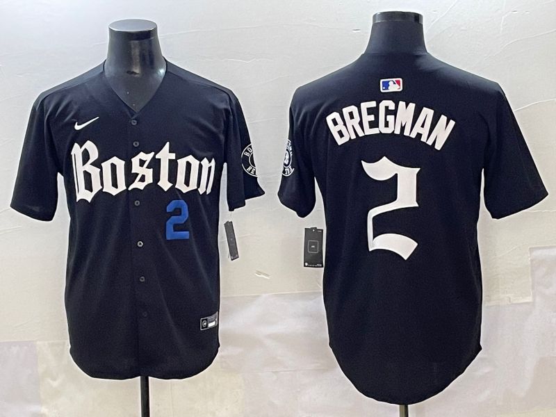 Men 2025 Boston Red Sox #2 Bregman Black Five generations Joint Name Nike MLB Jersey style 26